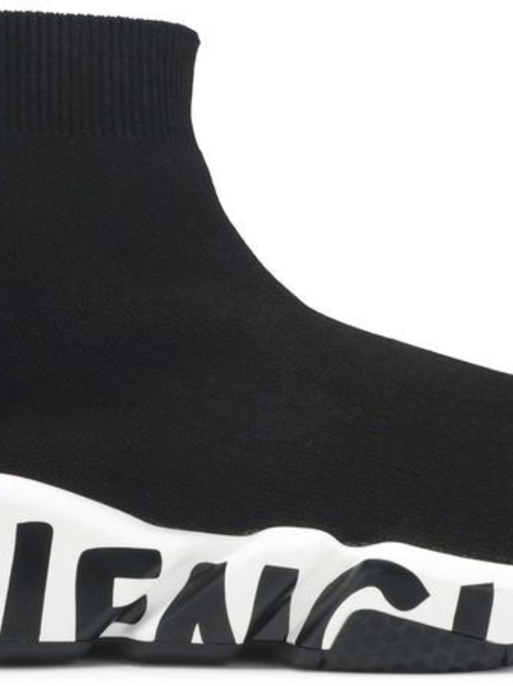 Balenciaga Black Sock Sneaker with White Branded Sole